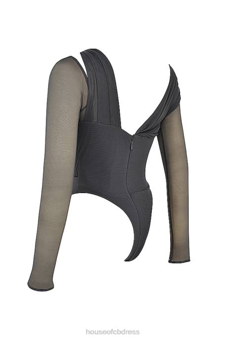 House of CB Lilah Shadow Asymmetric Cutout Bodysuit Clothing 4H6N720