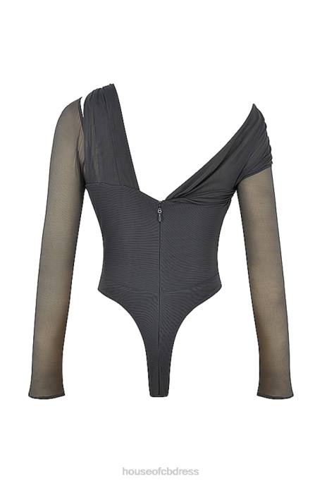 House of CB Lilah Shadow Asymmetric Cutout Bodysuit Clothing 4H6N720
