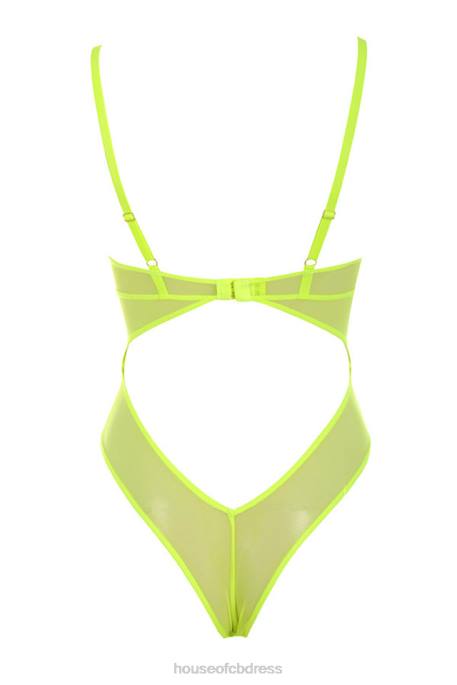 House of CB Nadia Neon Yellow Lace Bodysuit Clothing 4H6N814