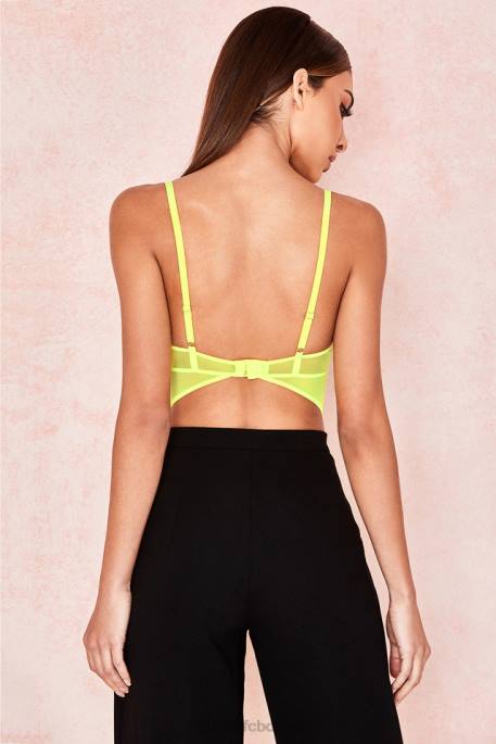 House of CB Nadia Neon Yellow Lace Bodysuit Clothing 4H6N814