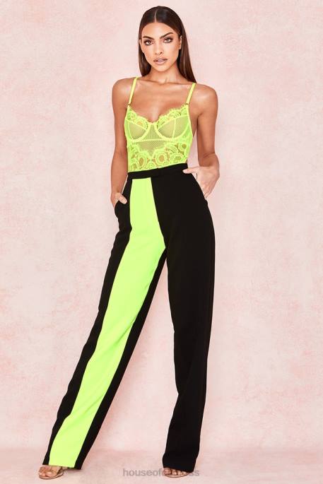 House of CB Nadia Neon Yellow Lace Bodysuit Clothing 4H6N814