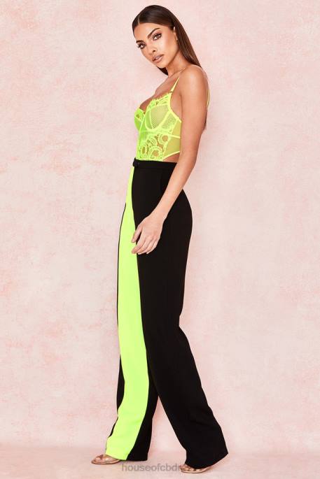 House of CB Nadia Neon Yellow Lace Bodysuit Clothing 4H6N814