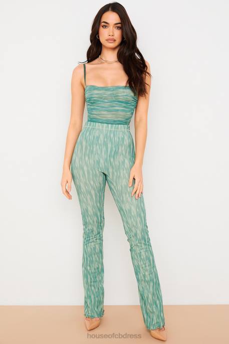 House of CB Pearl Ivy Print Ruched Mesh Bodysuit Clothing 4H6N757