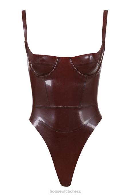 House of CB Tia Raisin Latex Bustier Bodysuit Clothing 4H6N797