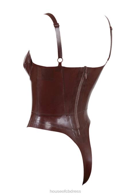 House of CB Tia Raisin Latex Bustier Bodysuit Clothing 4H6N797
