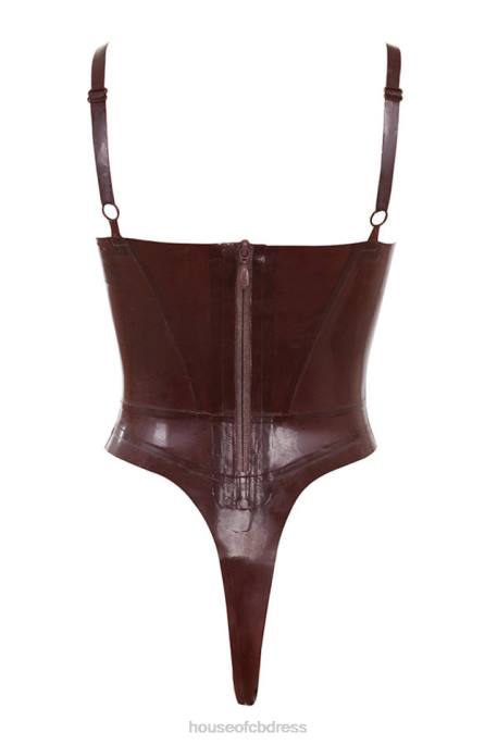 House of CB Tia Raisin Latex Bustier Bodysuit Clothing 4H6N797