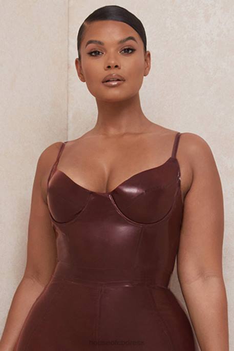 House of CB Tia Raisin Latex Bustier Bodysuit Clothing 4H6N797