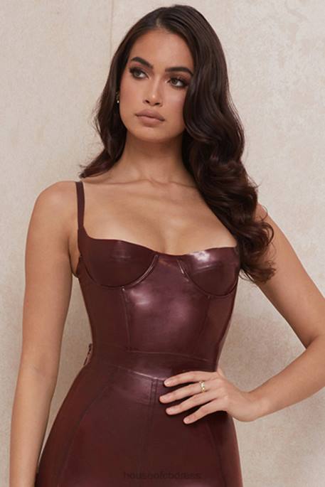 House of CB Tia Raisin Latex Bustier Bodysuit Clothing 4H6N797
