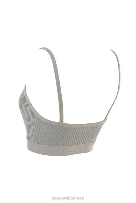 House of CB Evie Grey Marl Bandage Bralette Clothing 4H6N1057