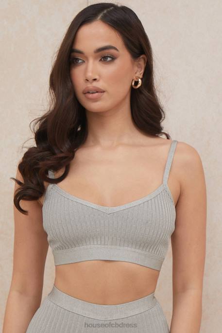 House of CB Evie Grey Marl Bandage Bralette Clothing 4H6N1057