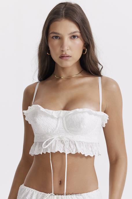 House of CB Federica White Broderie Anglais Bralette Top Clothing 4H6N674