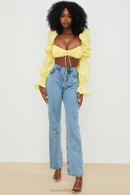 House of CB Henrietta Lemon Floral Shirred Bralette Top Clothing 4H6N746