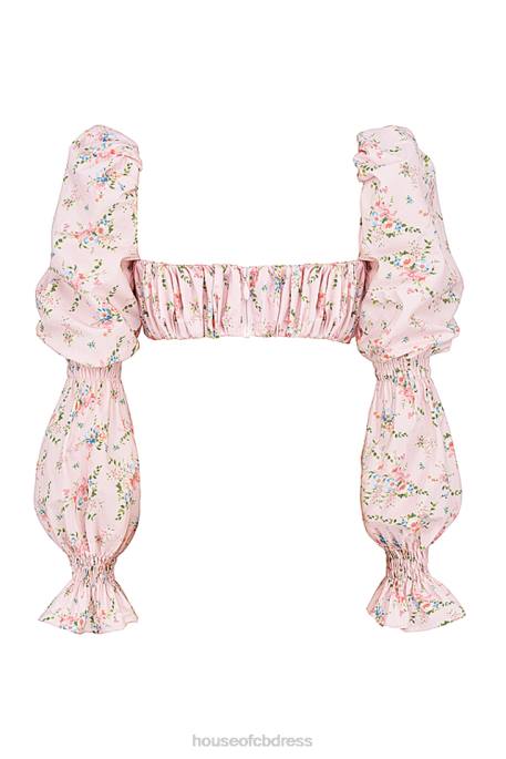 House of CB Henrietta Pink Floral Shirred Bralette Top Clothing 4H6N745