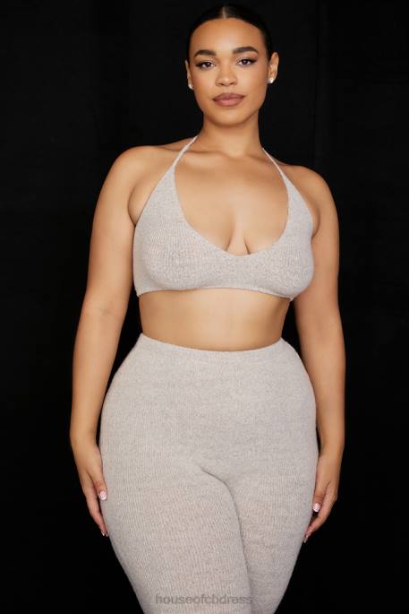House of CB Jolene Oatmeal Ribbed Knit Bralette Clothing 4H6N731