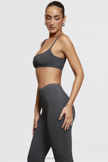House of CB Mischa Dark Grey Ribbed Knit Bralette Clothing 4H6N703