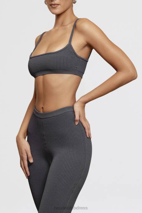 House of CB Mischa Dark Grey Ribbed Knit Bralette Clothing 4H6N703