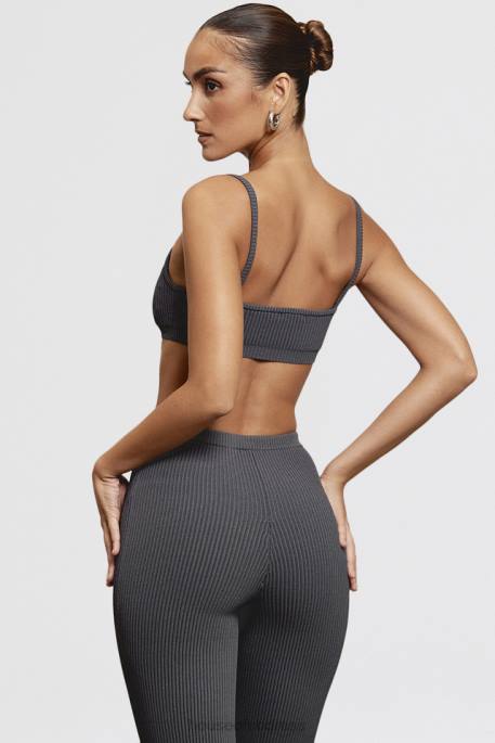 House of CB Mischa Dark Grey Ribbed Knit Bralette Clothing 4H6N703