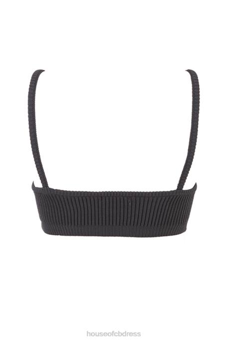 House of CB Mischa Dark Grey Ribbed Knit Bralette Clothing 4H6N703