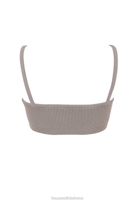 House of CB Mischa Taupe Ribbed Knit Bralette Clothing 4H6N691