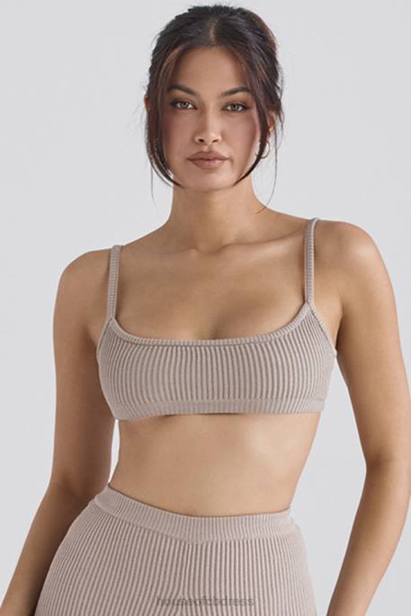 House of CB Mischa Taupe Ribbed Knit Bralette Clothing 4H6N691
