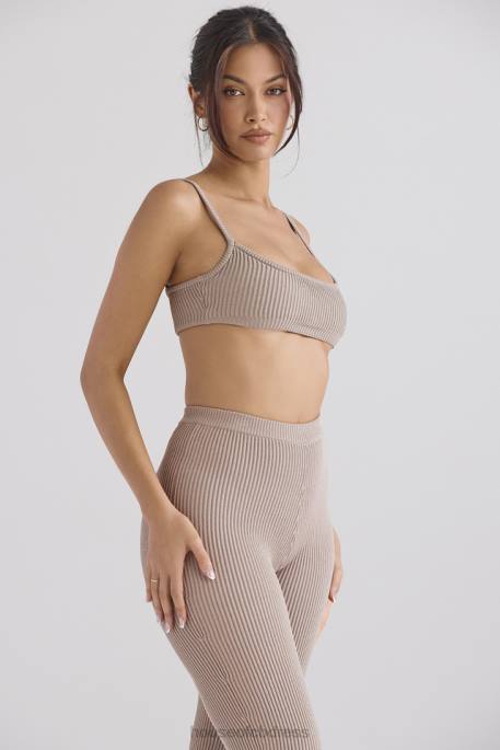 House of CB Mischa Taupe Ribbed Knit Bralette Clothing 4H6N691