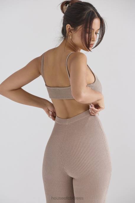House of CB Mischa Taupe Ribbed Knit Bralette Clothing 4H6N691