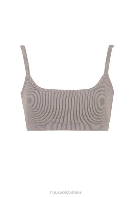 House of CB Mischa Taupe Ribbed Knit Bralette Clothing 4H6N691