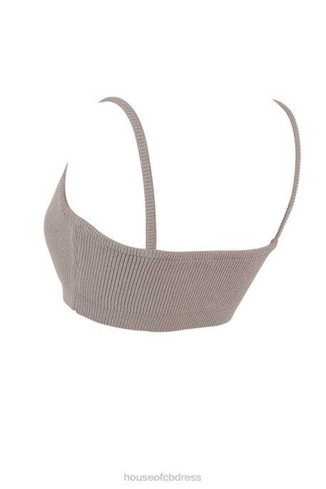 House of CB Mischa Taupe Ribbed Knit Bralette Clothing 4H6N691