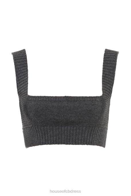 House of CB Sia Charcoal Cashmere Blend Bralette Clothing 4H6N647