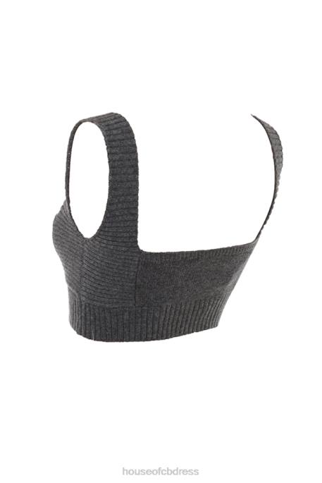 House of CB Sia Charcoal Cashmere Blend Bralette Clothing 4H6N647