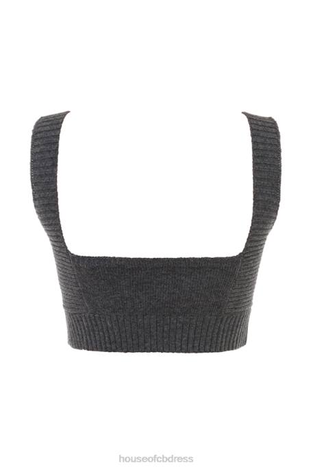 House of CB Sia Charcoal Cashmere Blend Bralette Clothing 4H6N647