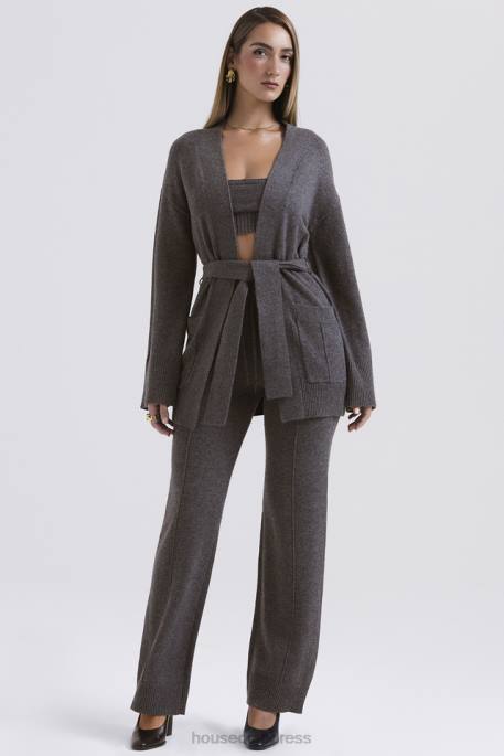 House of CB Alaia Charcoal Cashmere Blend Belted Cardigan Clothing 4H6N652