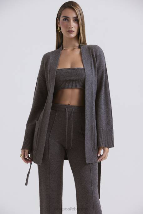 House of CB Alaia Charcoal Cashmere Blend Belted Cardigan Clothing 4H6N652