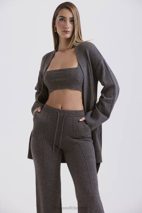 House of CB Alaia Charcoal Cashmere Blend Belted Cardigan Clothing 4H6N652