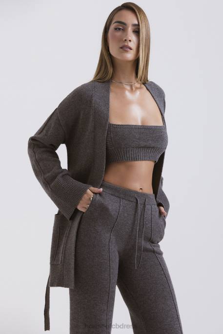 House of CB Alaia Charcoal Cashmere Blend Belted Cardigan Clothing 4H6N652
