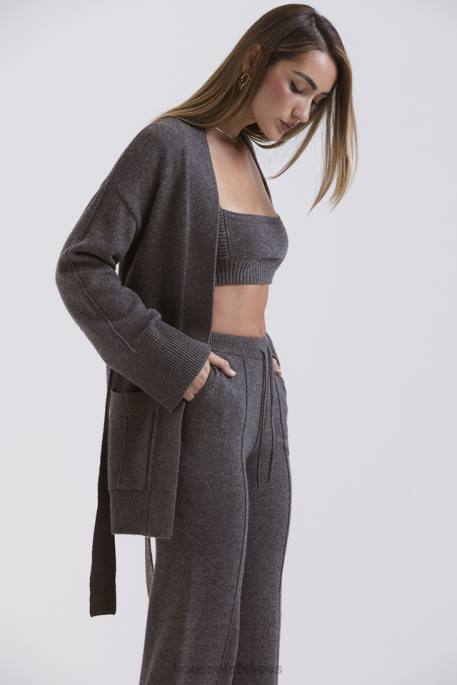 House of CB Alaia Charcoal Cashmere Blend Belted Cardigan Clothing 4H6N652