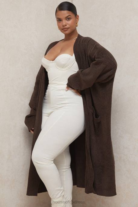 House of CB Chloe Chocolate Knit Oversized Cardigan Clothing 4H6N780
