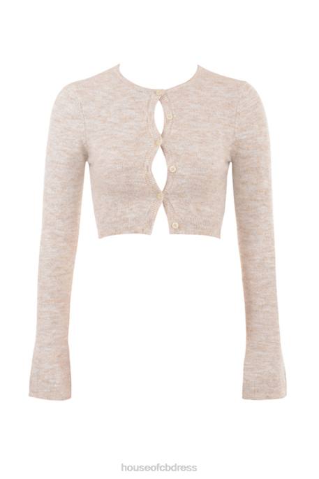 House of CB Lulie Oatmeal Fluffy Knit Cropped Cardigan Clothing 4H6N733