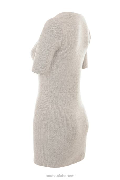 House of CB Opal Oatmeal Ribbed Knit Cardigan Clothing 4H6N730
