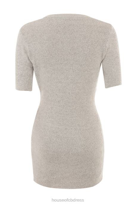 House of CB Opal Oatmeal Ribbed Knit Cardigan Clothing 4H6N730