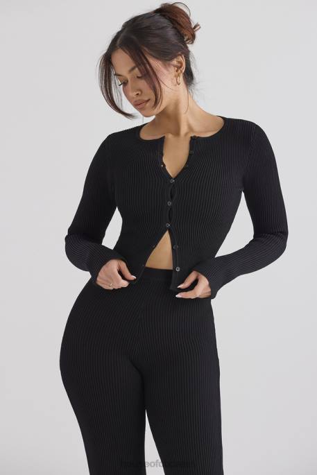 House of CB Sylvia Black Ribbed Knit Cardigan Clothing 4H6N695