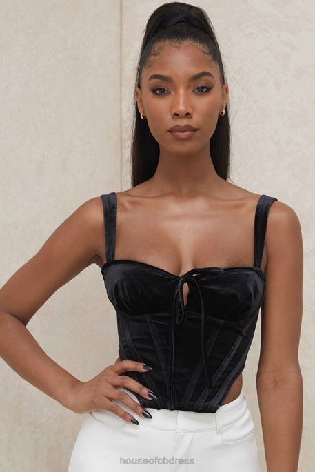House of CB Aayla Black Velvet Cupped Corset Top Clothing 4H6N99