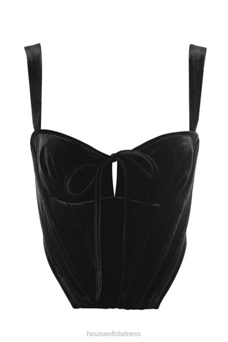 House of CB Aayla Black Velvet Cupped Corset Top Clothing 4H6N99