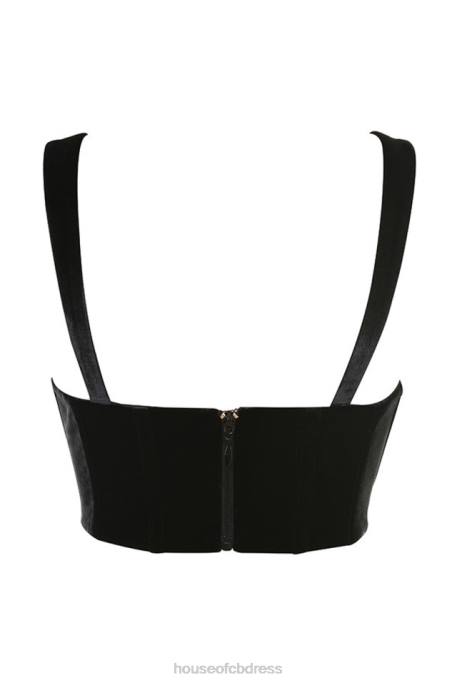 House of CB Aayla Black Velvet Cupped Corset Top Clothing 4H6N99