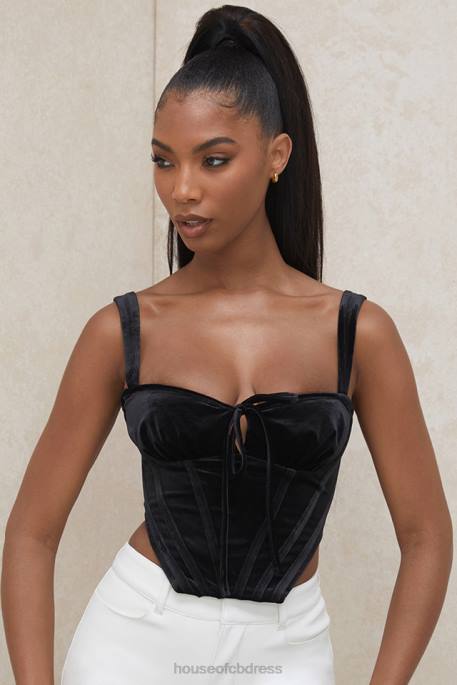 House of CB Aayla Black Velvet Cupped Corset Top Clothing 4H6N99