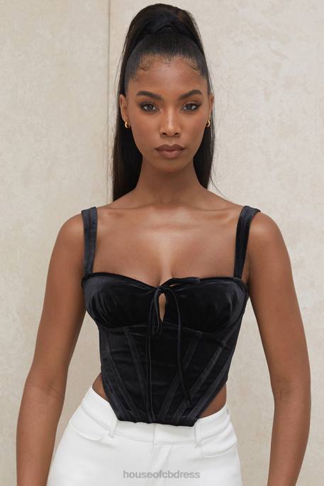 House of CB Aayla Black Velvet Cupped Corset Top Clothing 4H6N99