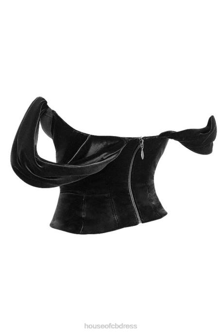 House of CB Angelica Black Velvet Draped Corset Clothing 4H6N96