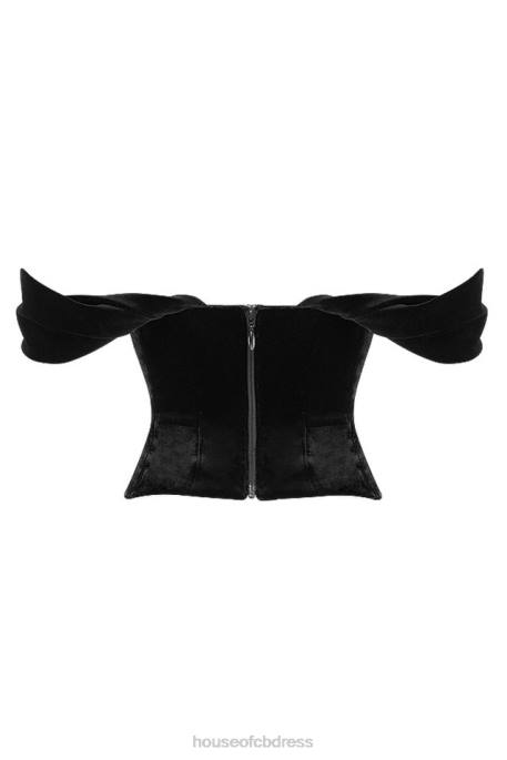 House of CB Angelica Black Velvet Draped Corset Clothing 4H6N96