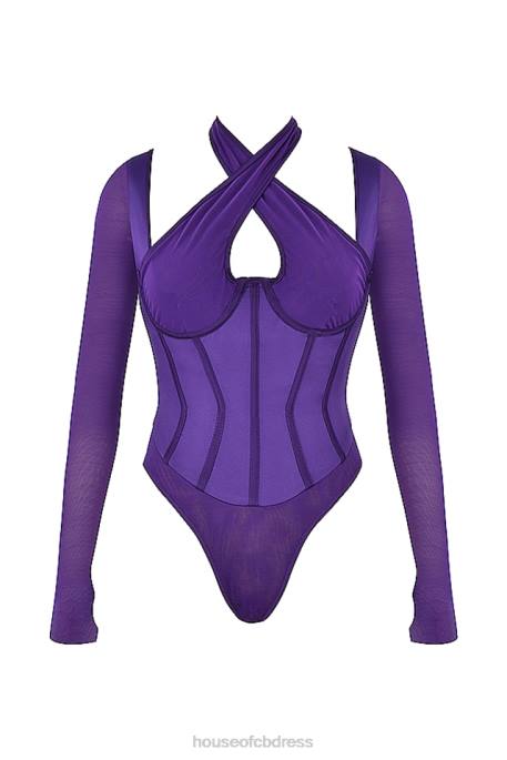House of CB Angharad Grape Halterneck Corset Bodysuit Clothing 4H6N74