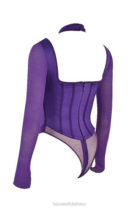 House of CB Angharad Grape Halterneck Corset Bodysuit Clothing 4H6N74